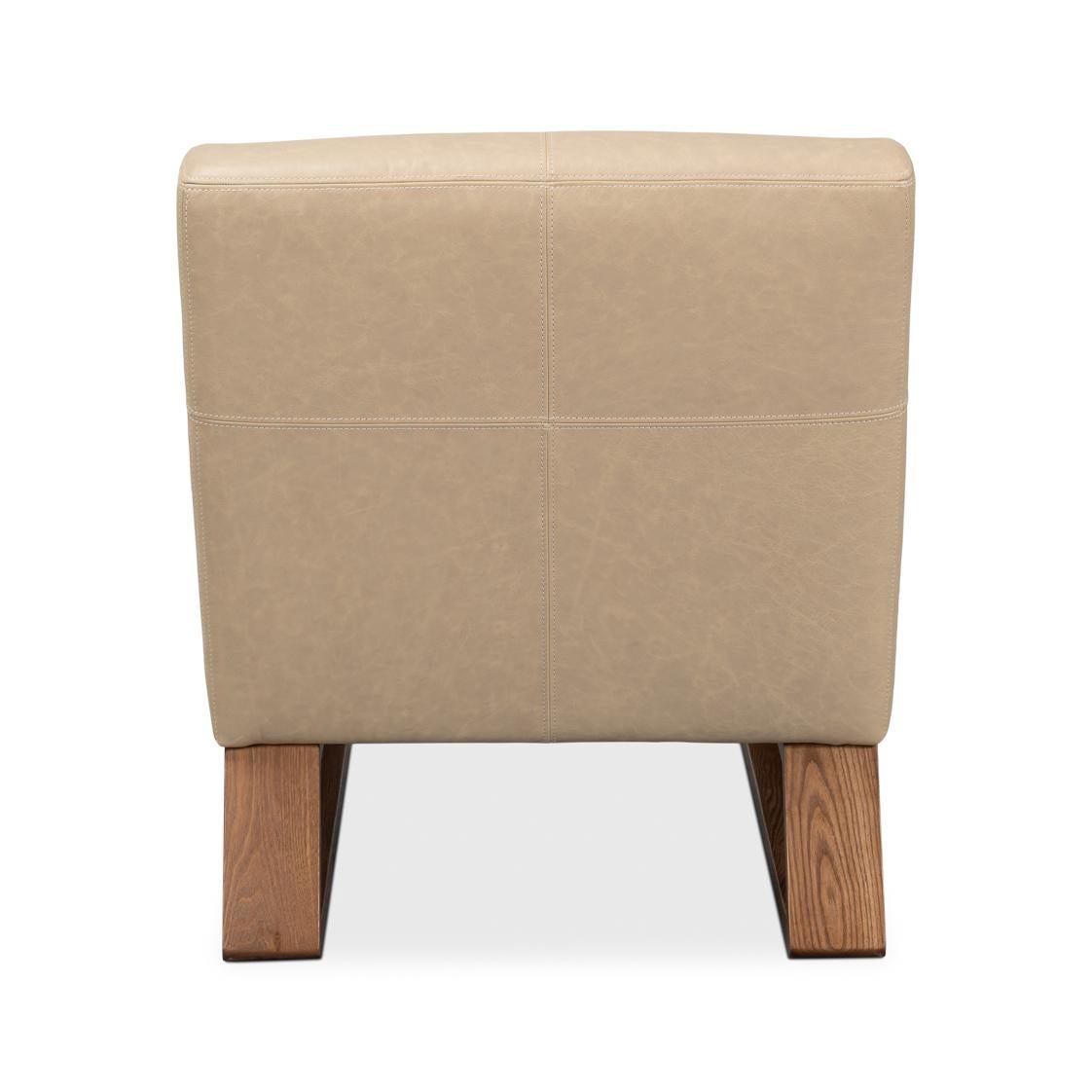 Asian Armless Leather Accent Chair For Sale