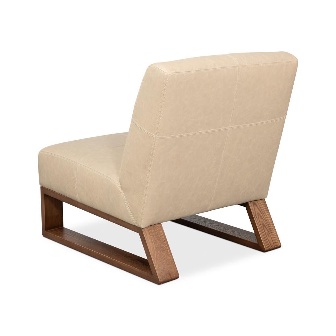 Armless Leather Accent Chair In New Condition For Sale In Westwood, NJ