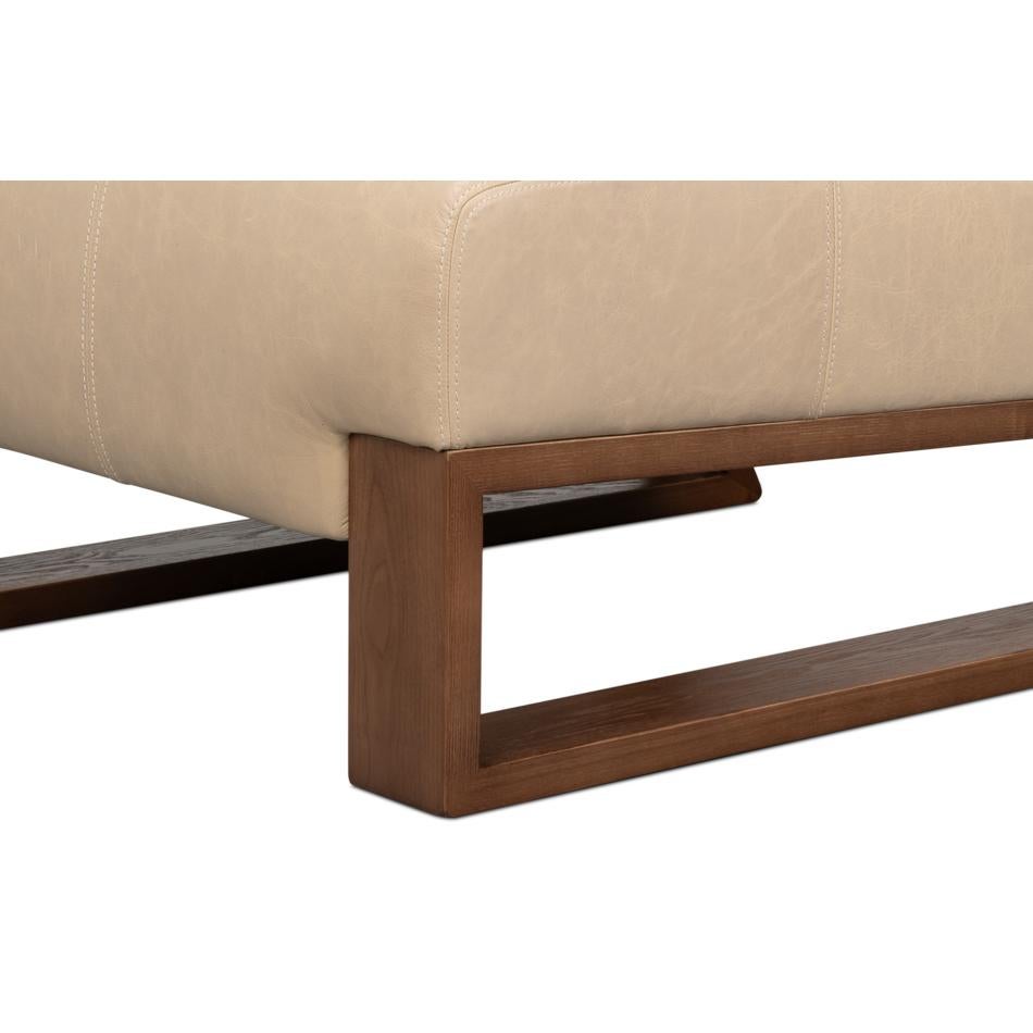 Contemporary Armless Leather Accent Chair For Sale