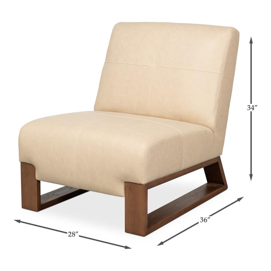 Armless Leather Accent Chair For Sale 2