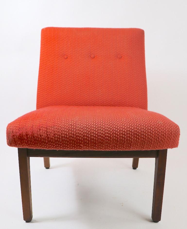 Upholstery Armless Mid Century  Chair by Gunlocke after Risom