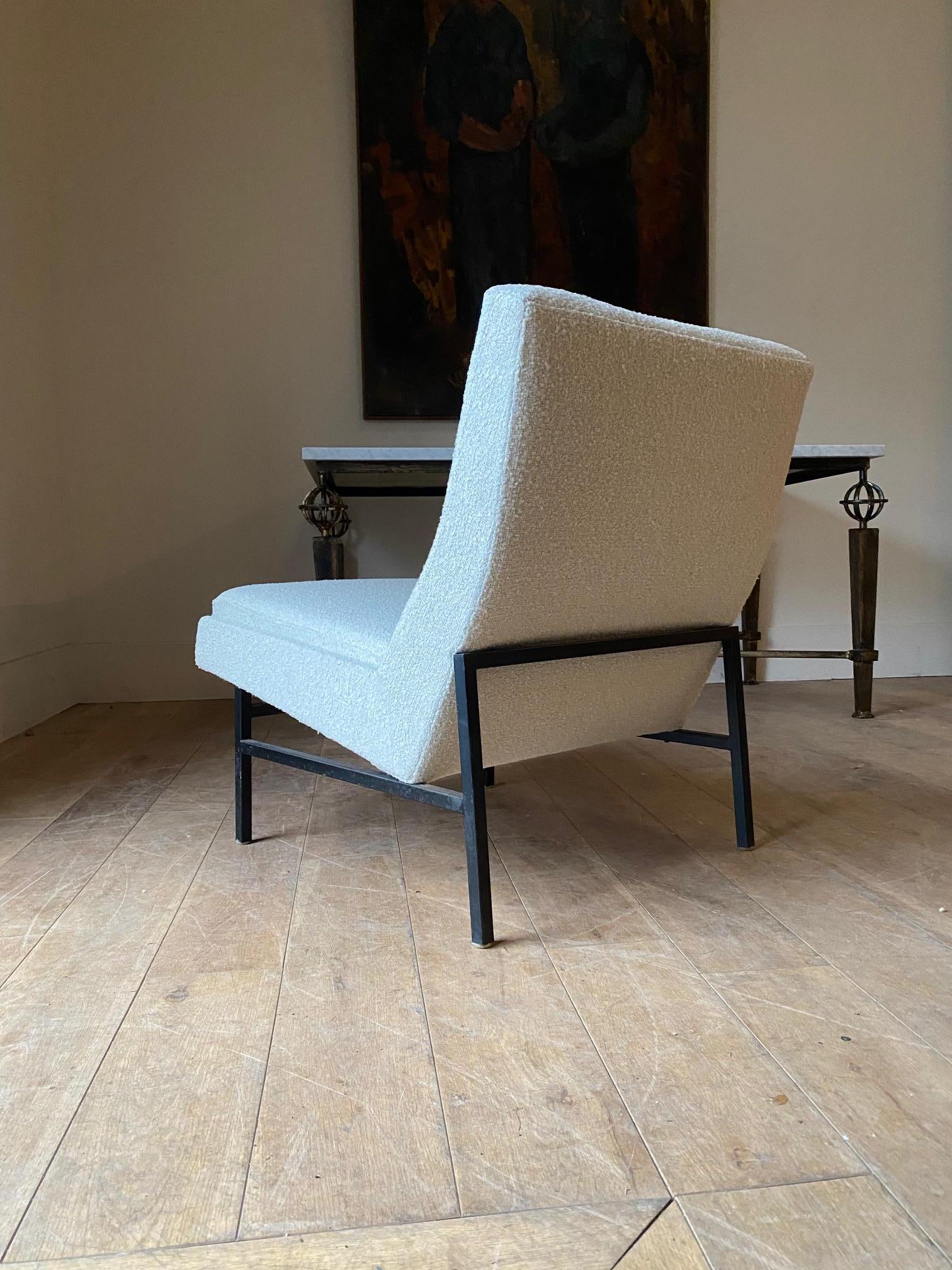 20th Century Armless Pair of Upholstered Side Chairs by ARP Steiner, France, Midcentury