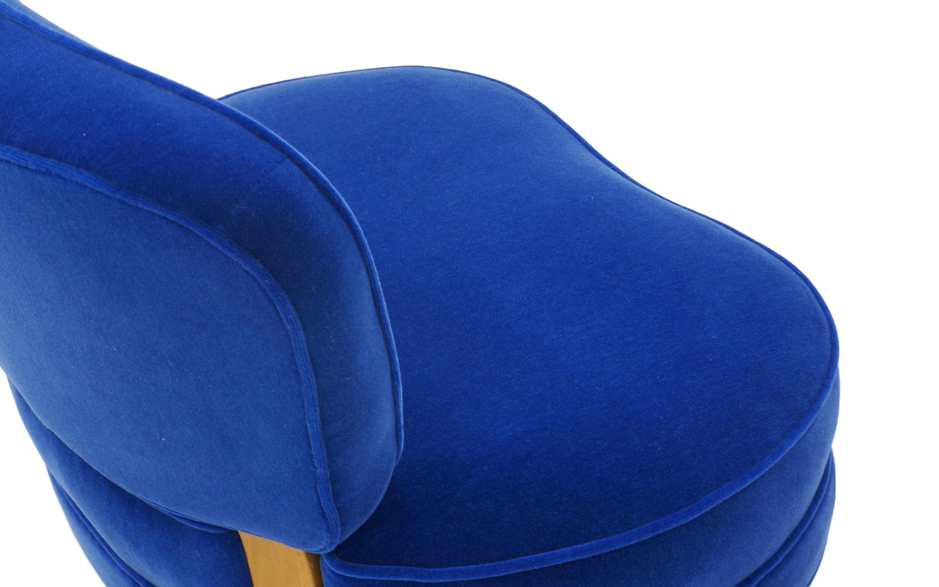Armless Side / Lounge / Occasional Chair by Wormley for Dunbar, Real Blue Mohair (Polster)