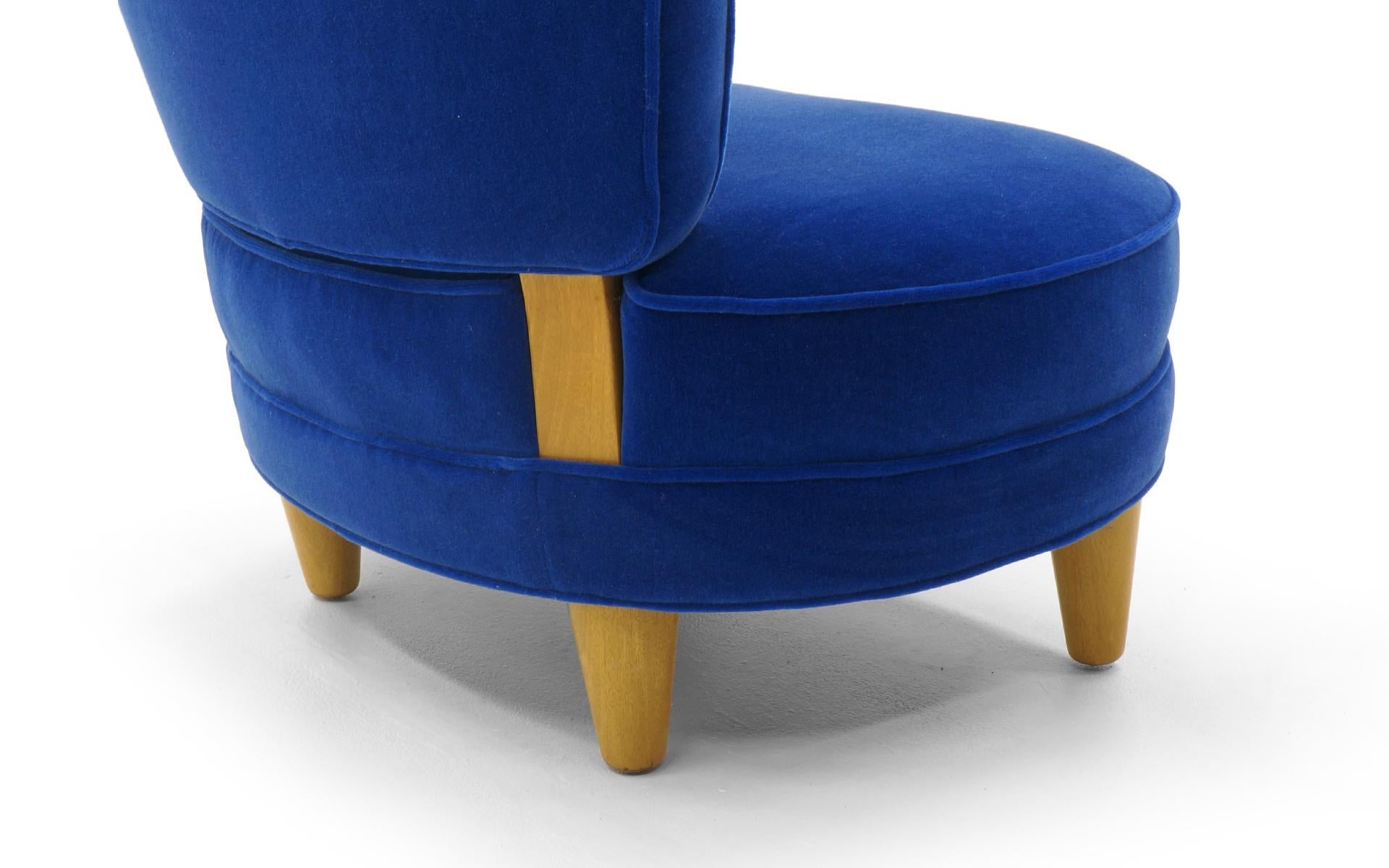 Armless Side / Lounge / Occasional Chair by Wormley for Dunbar, Real Blue Mohair 1