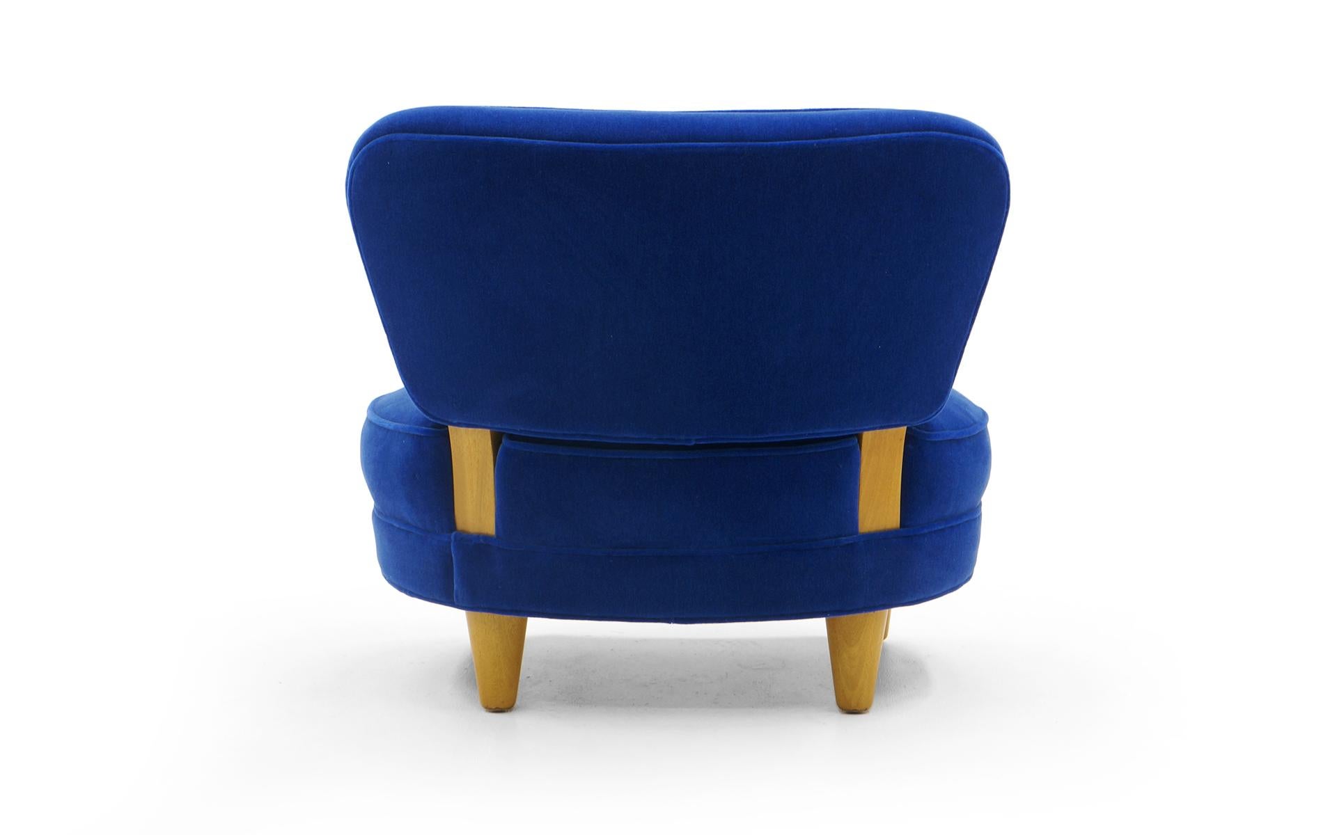 Armless Side / Lounge / Occasional Chair by Wormley for Dunbar, Real Blue Mohair 2