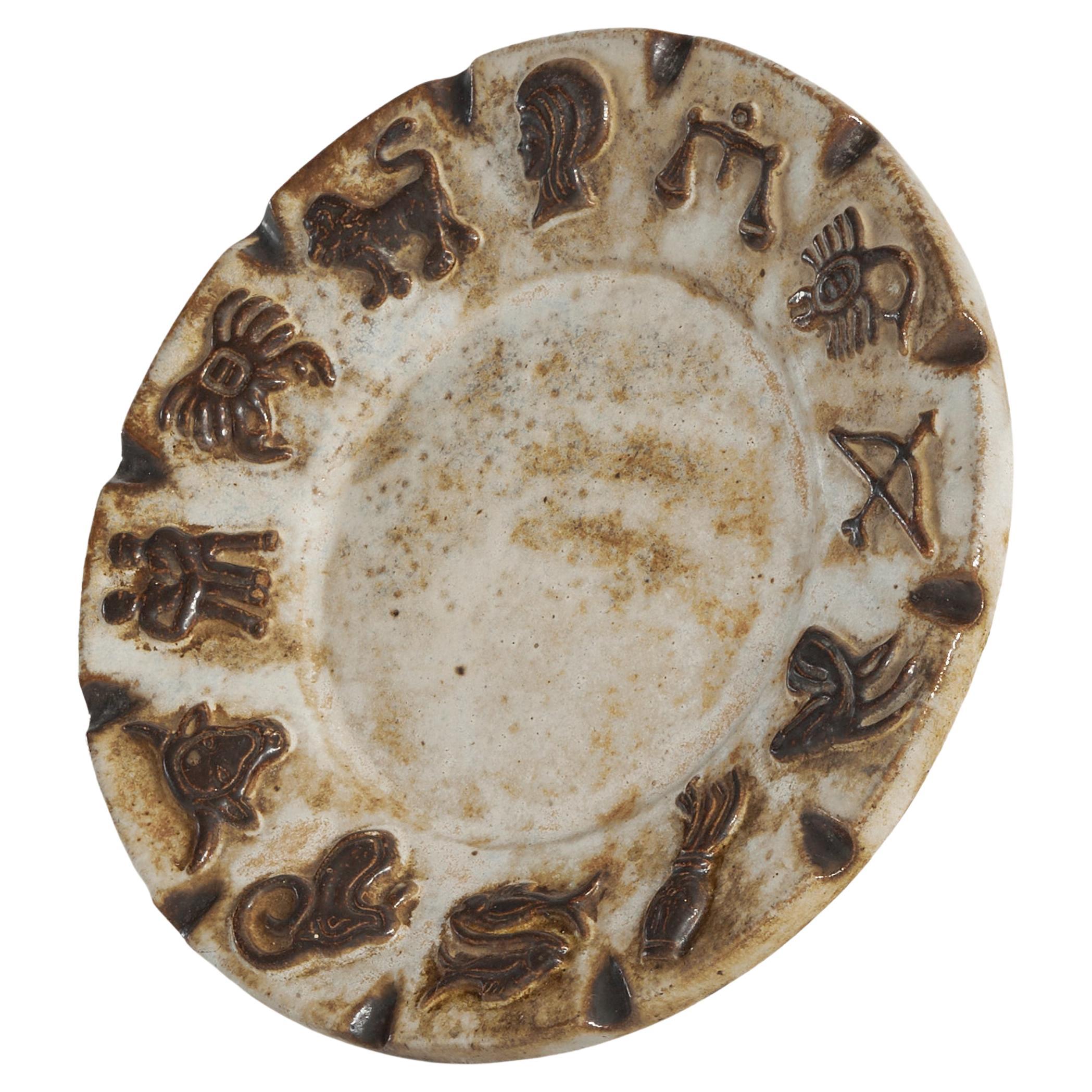 Piatto in studio Pottery 'Zodiac' belga di Armogrès, anni '60