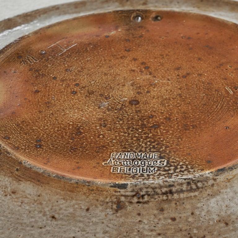 Armogrès Belgian 'Zodiac' Studio Pottery Dish in Dark Brown Tones, 1960s For Sale 2