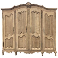 Armoire, Antique Country French with 4 Doors in Stripped Oak