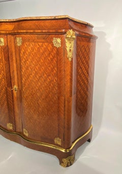 Curved low cabinet in Napoleon III Regency style braces marquetry XIXth century