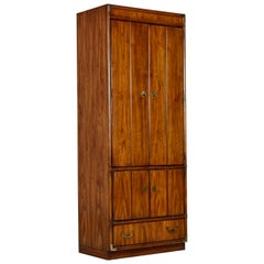 Vintage Armoire Bookcase Cabinet by Drexel Heritage Accolade Collection, Campaign Style