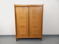Armoire dressing vintage Guillerme et Chambron en chêne massif des années 60 70