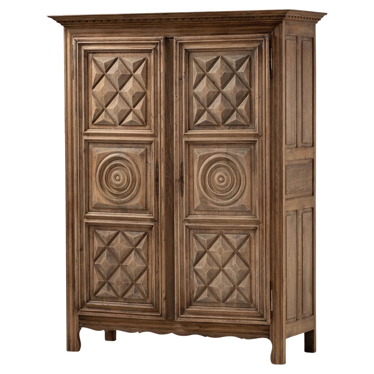 Armoire in Carved Oak, France, 1950