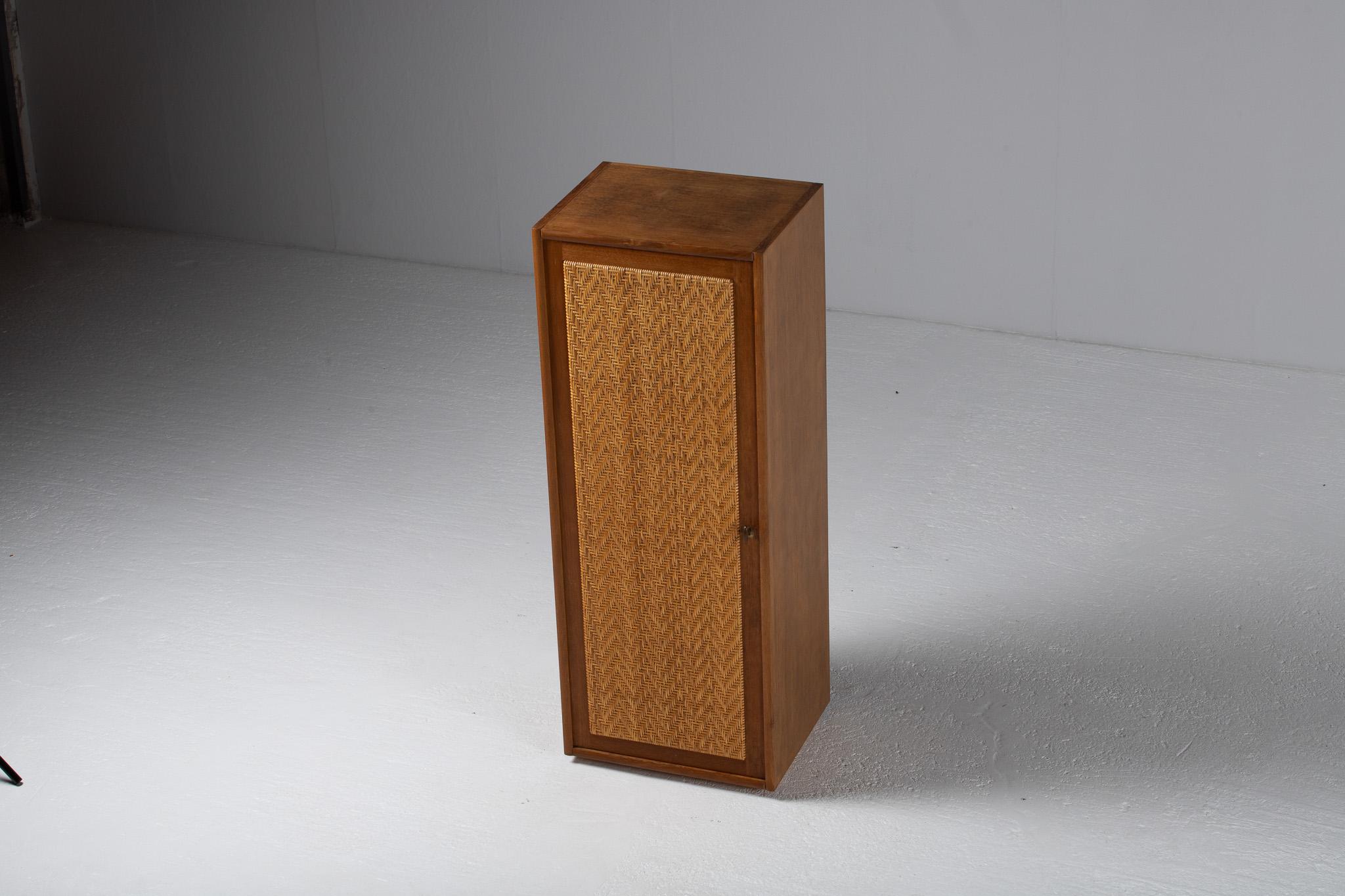 Armoire in Teak and Woven Rattan, France, 1960 For Sale 5