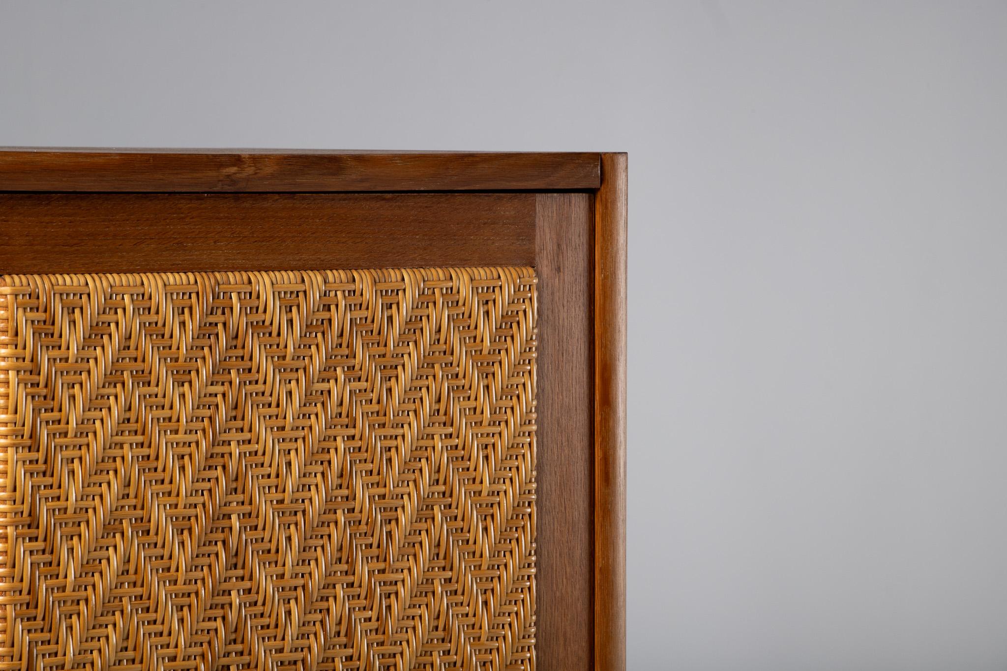 Armoire in Teak and Woven Rattan, France, 1960 For Sale 6
