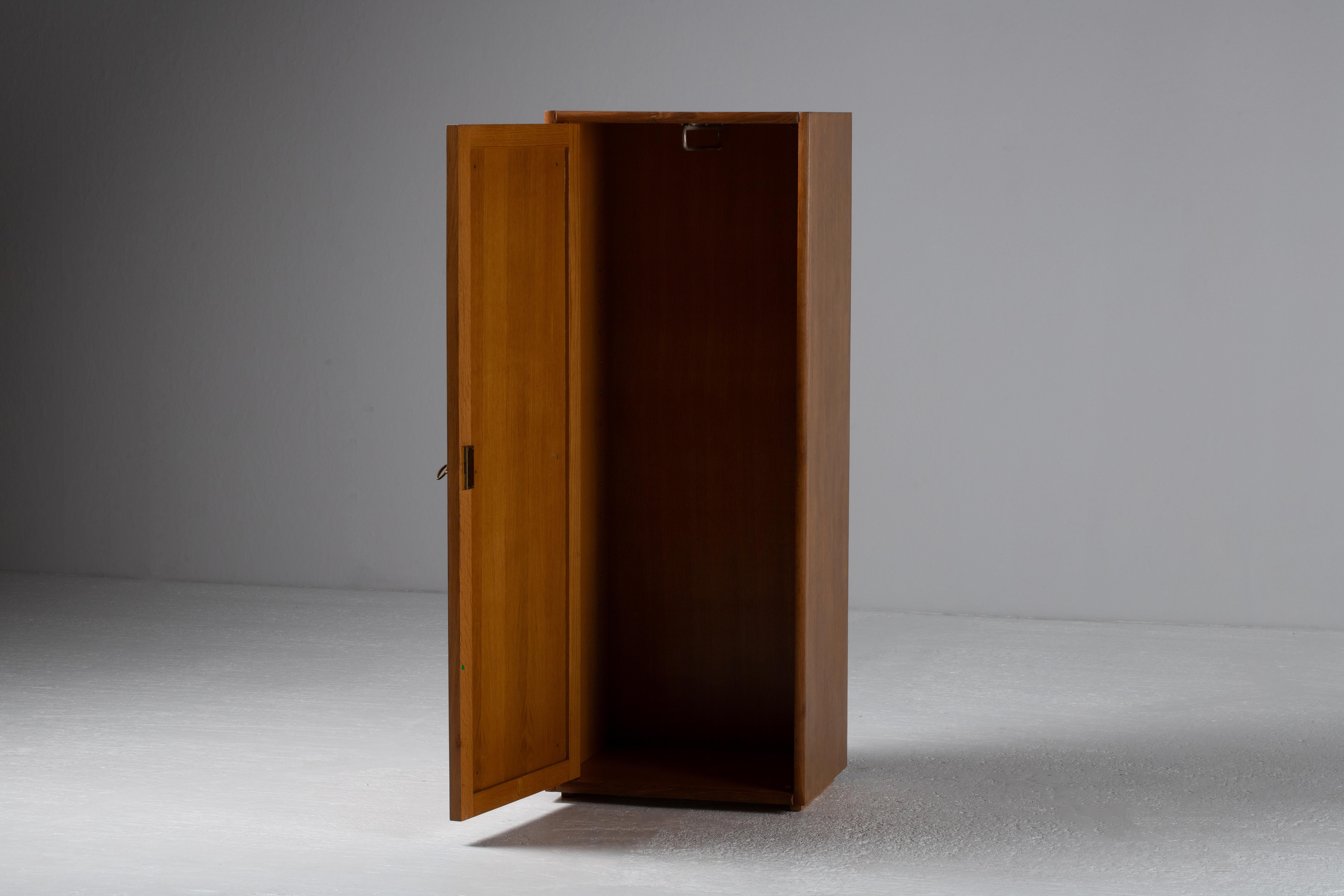French Armoire in Teak and Woven Rattan, France, 1960 For Sale