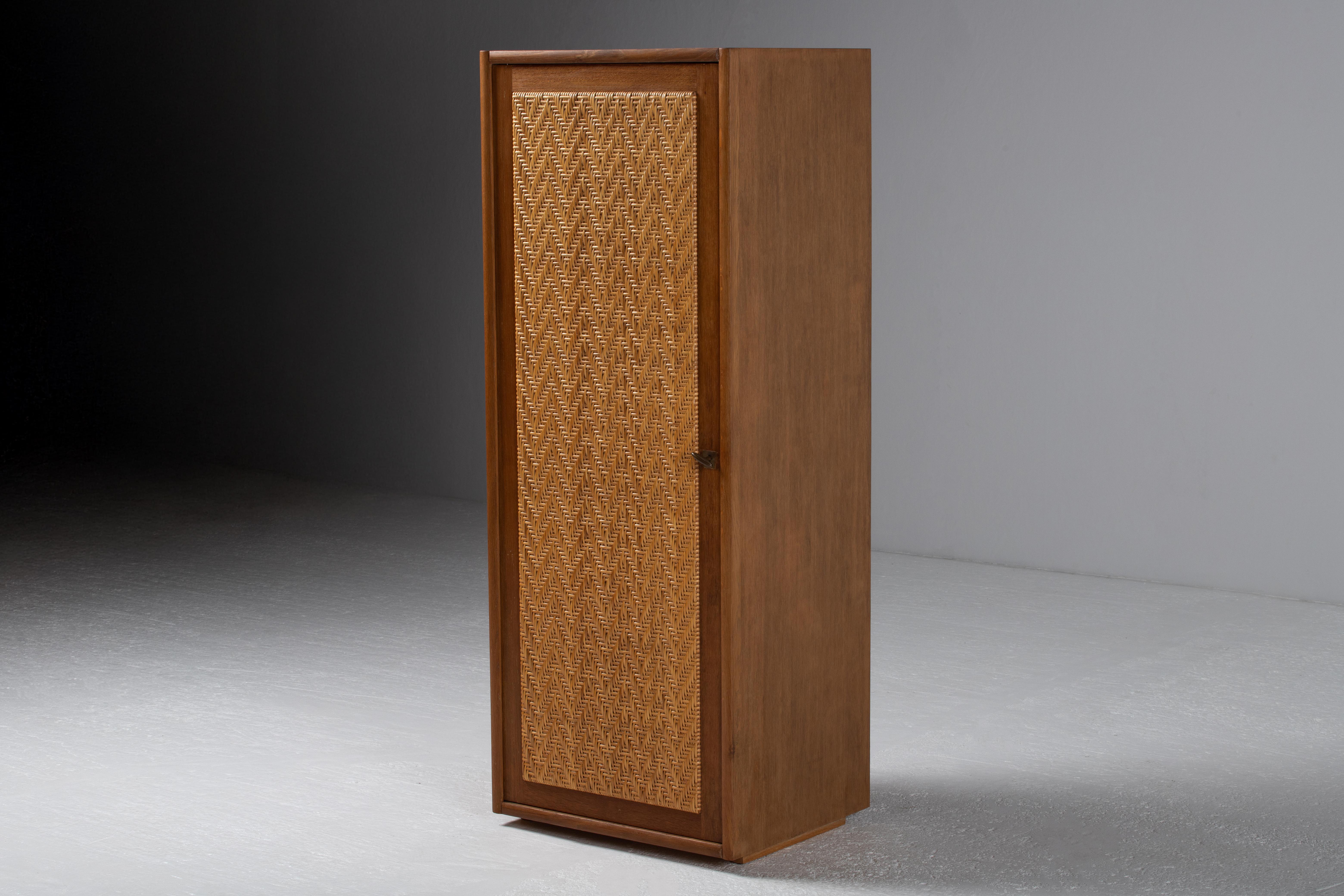 Armoire in Teak and Woven Rattan, France, 1960 For Sale 2