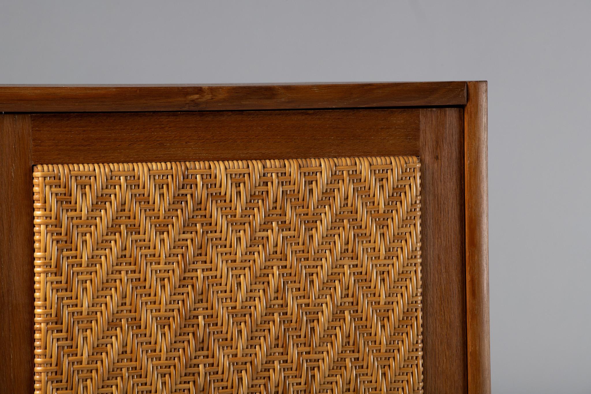 Armoire in Teak and Woven Rattan, France, 1960 For Sale 3