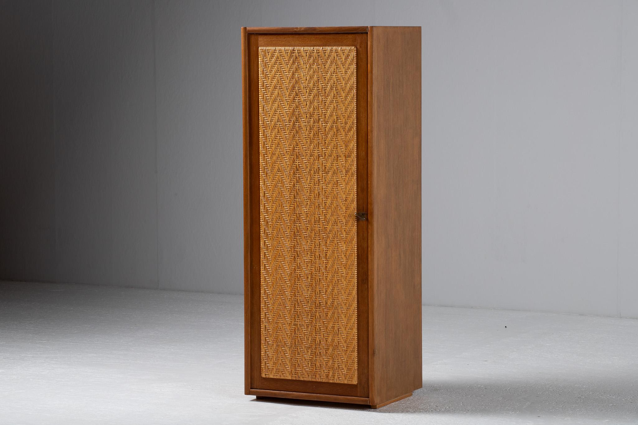 Armoire in Teak and Woven Rattan, France, 1960 For Sale 3