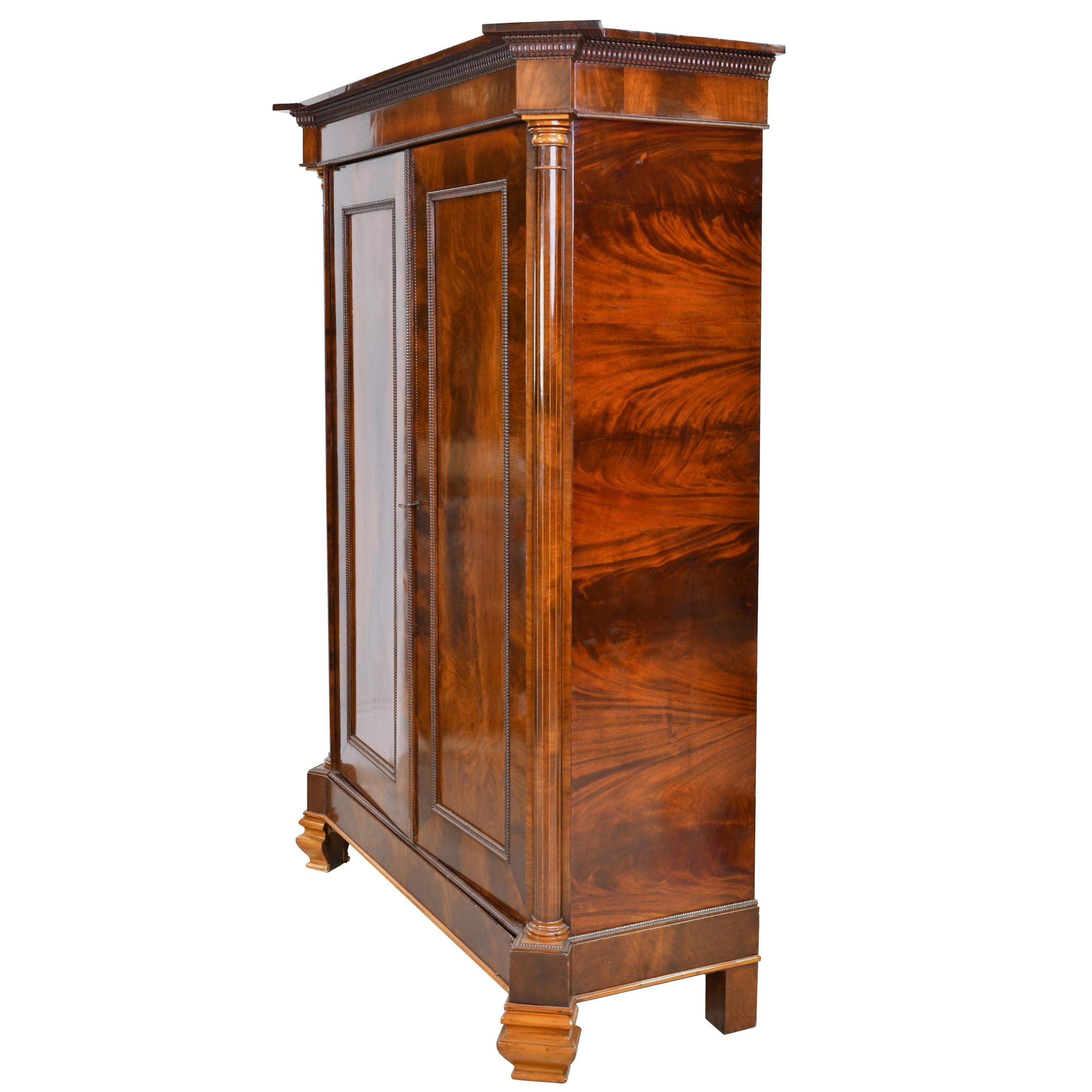 Turned Armoire in West Indies Mahogany, Northern Europe, circa 1825