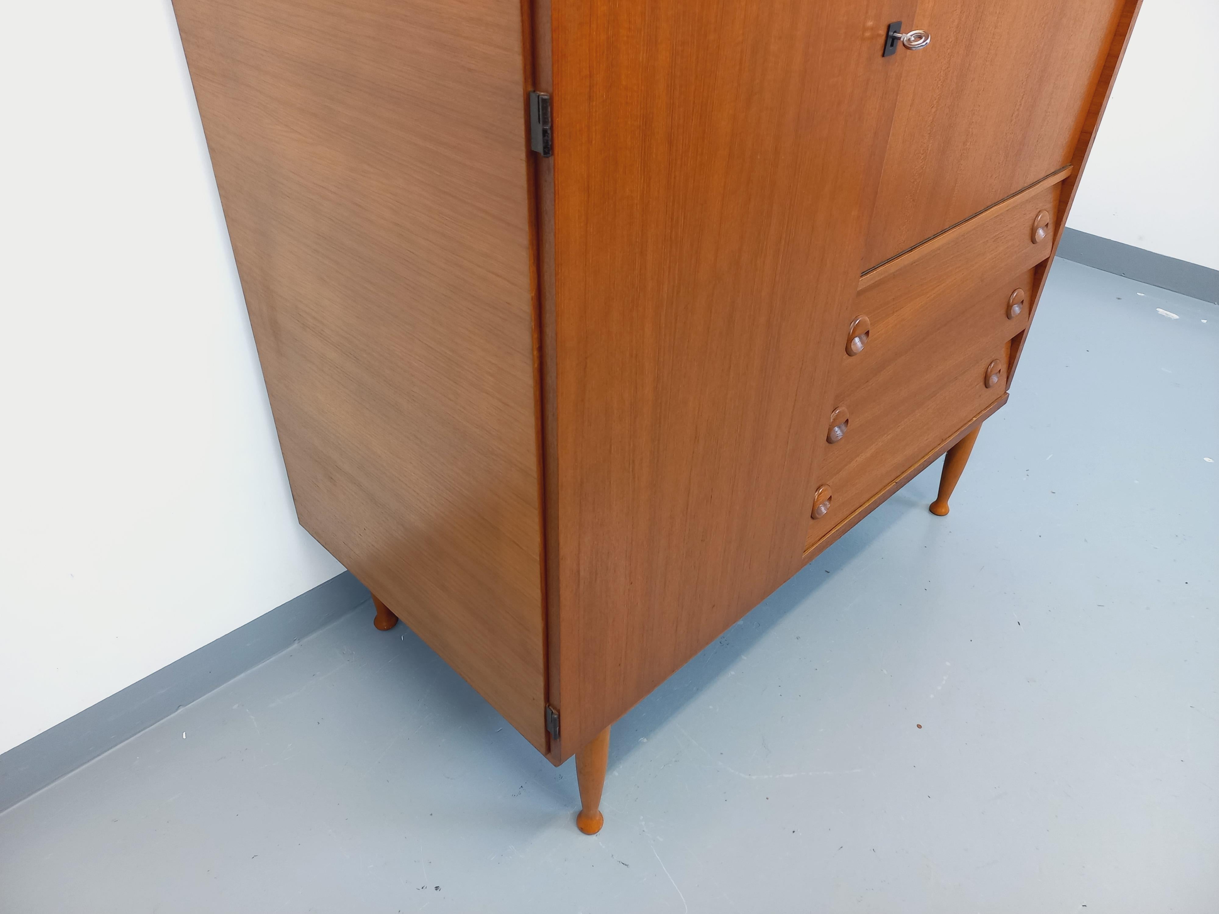 Armoire secrétaire meuble de rangement vintage style scandinave teck années 60 in vendita 1
