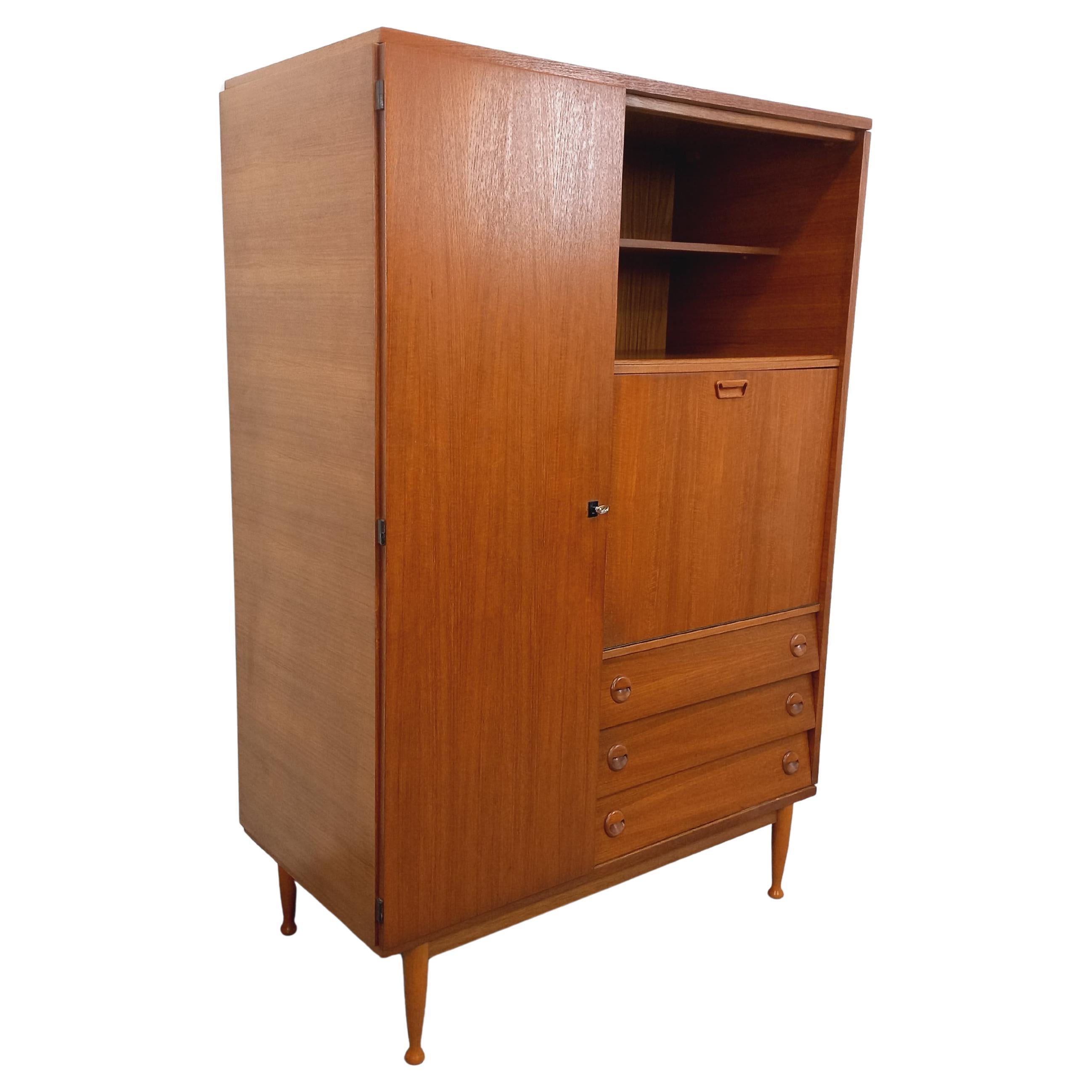 Armoire secrétaire meuble de rangement vintage style scandinave teck années 60 in vendita