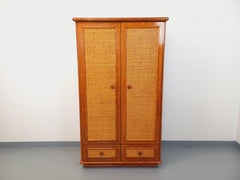 Schränkchen Vintage in Rotin tressé et bois Maugrion pour Roche Bobois des années 70