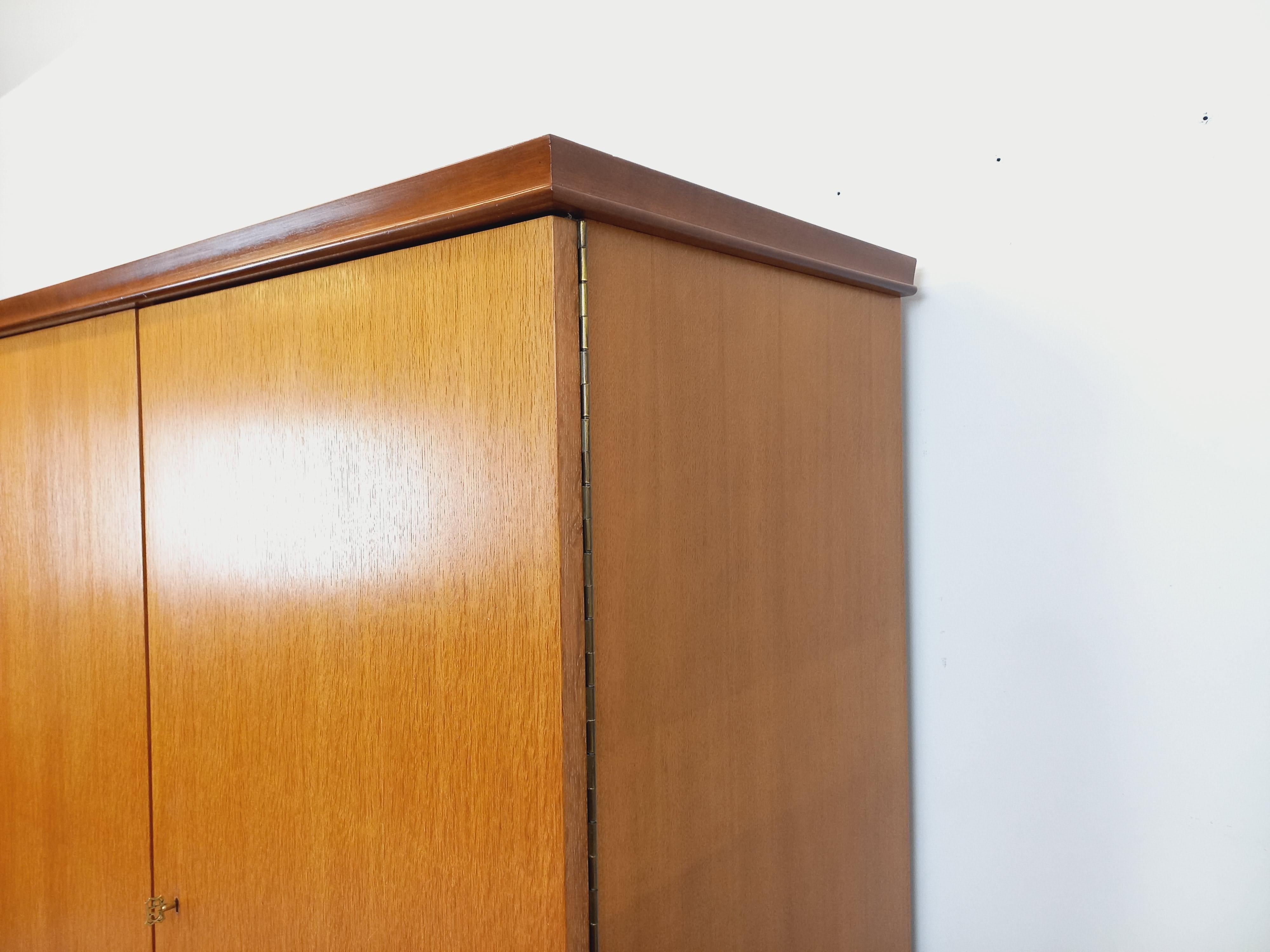 French Armoire vintage Gaston Poisson en bois des années 60 For Sale