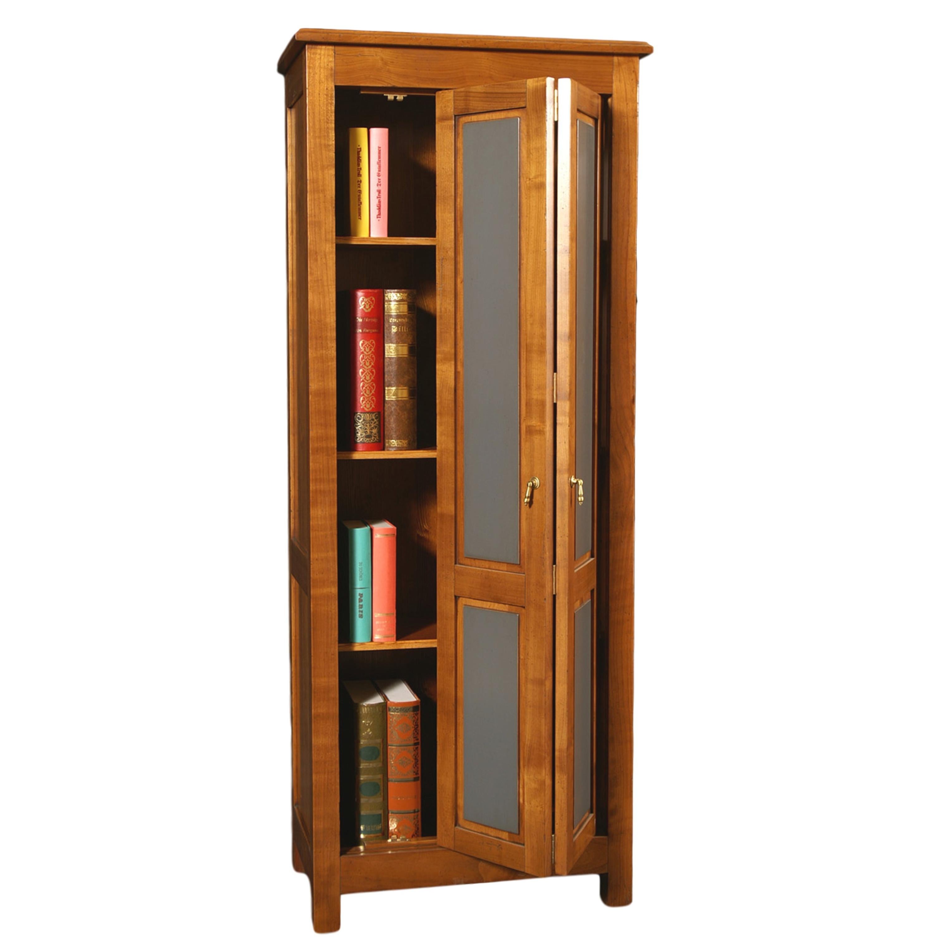 French Armoire with 1 folding Door in Cherry, mole-grey lacquered doors'  panels For Sale at 1stDibs