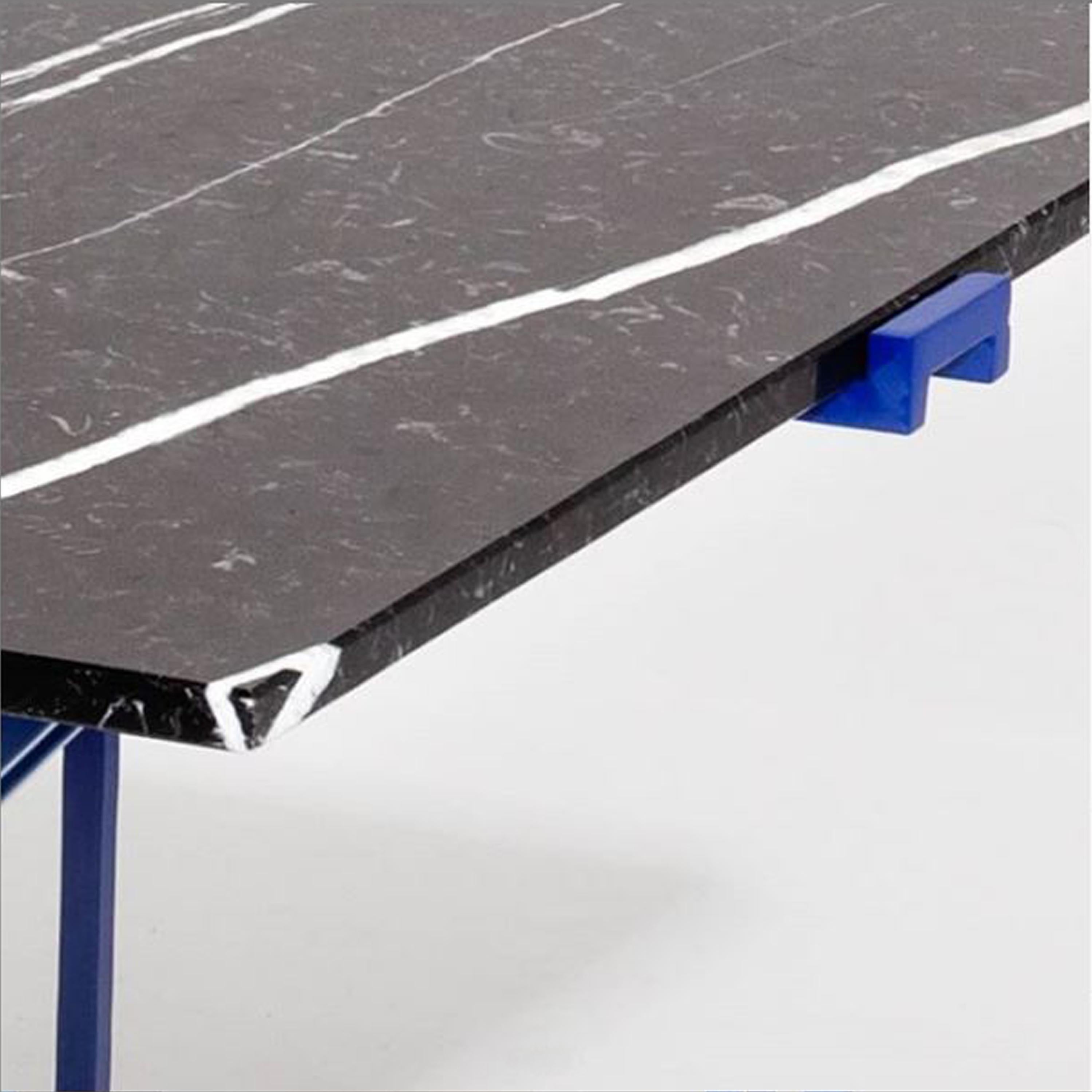 Lacquered Armombiedro Studio Rectangular Blue Black Metal Marble Dining Table, Spain 2019