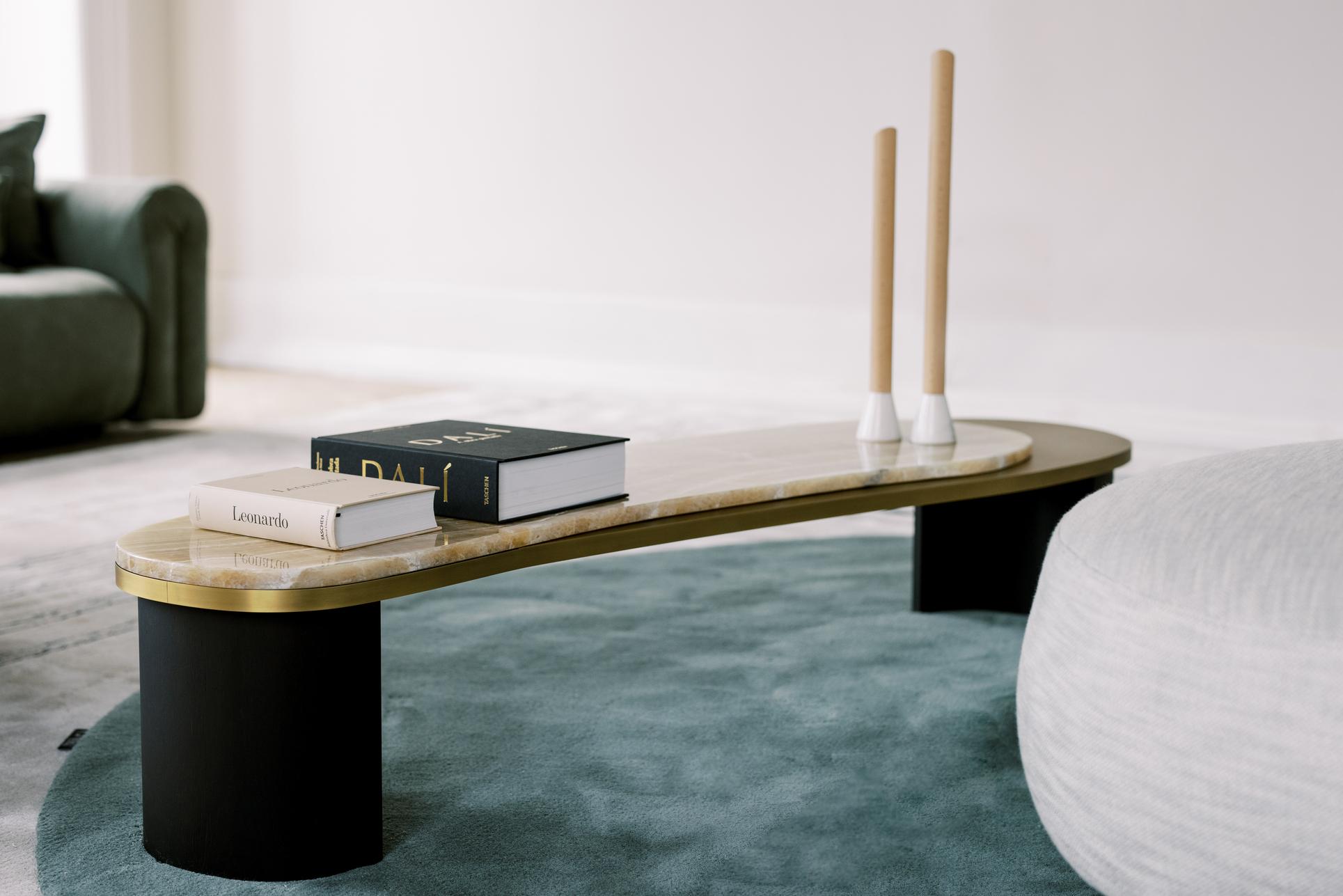 Table basse moderne Armona, marbre, acier inoxydable, fait à la main Portugal Greenapple en vente 2