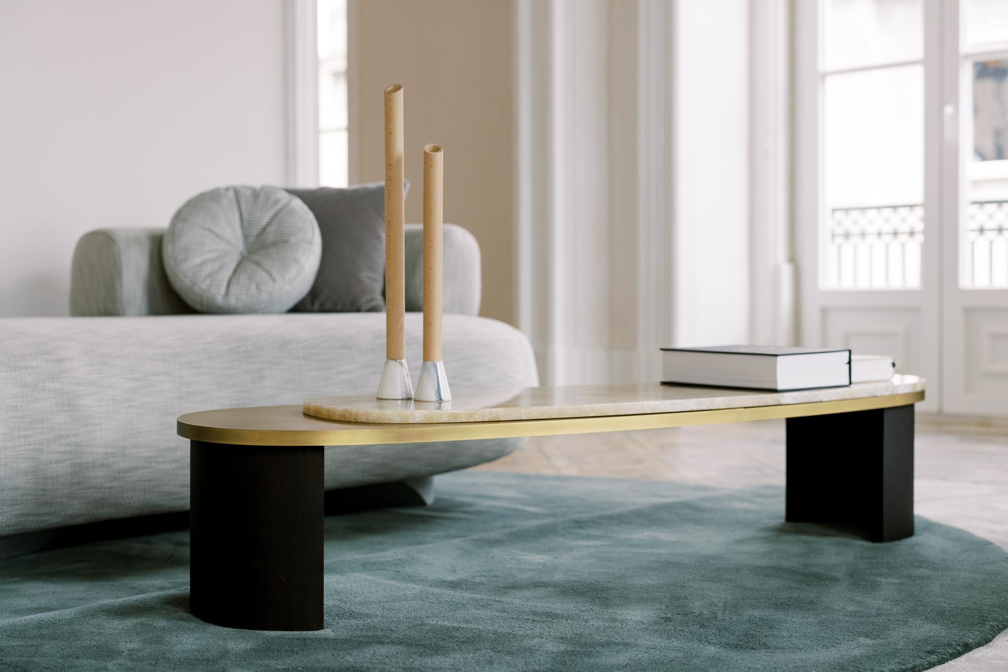 Table basse moderne Armona, marbre, acier inoxydable, fait à la main Portugal Greenapple en vente 3