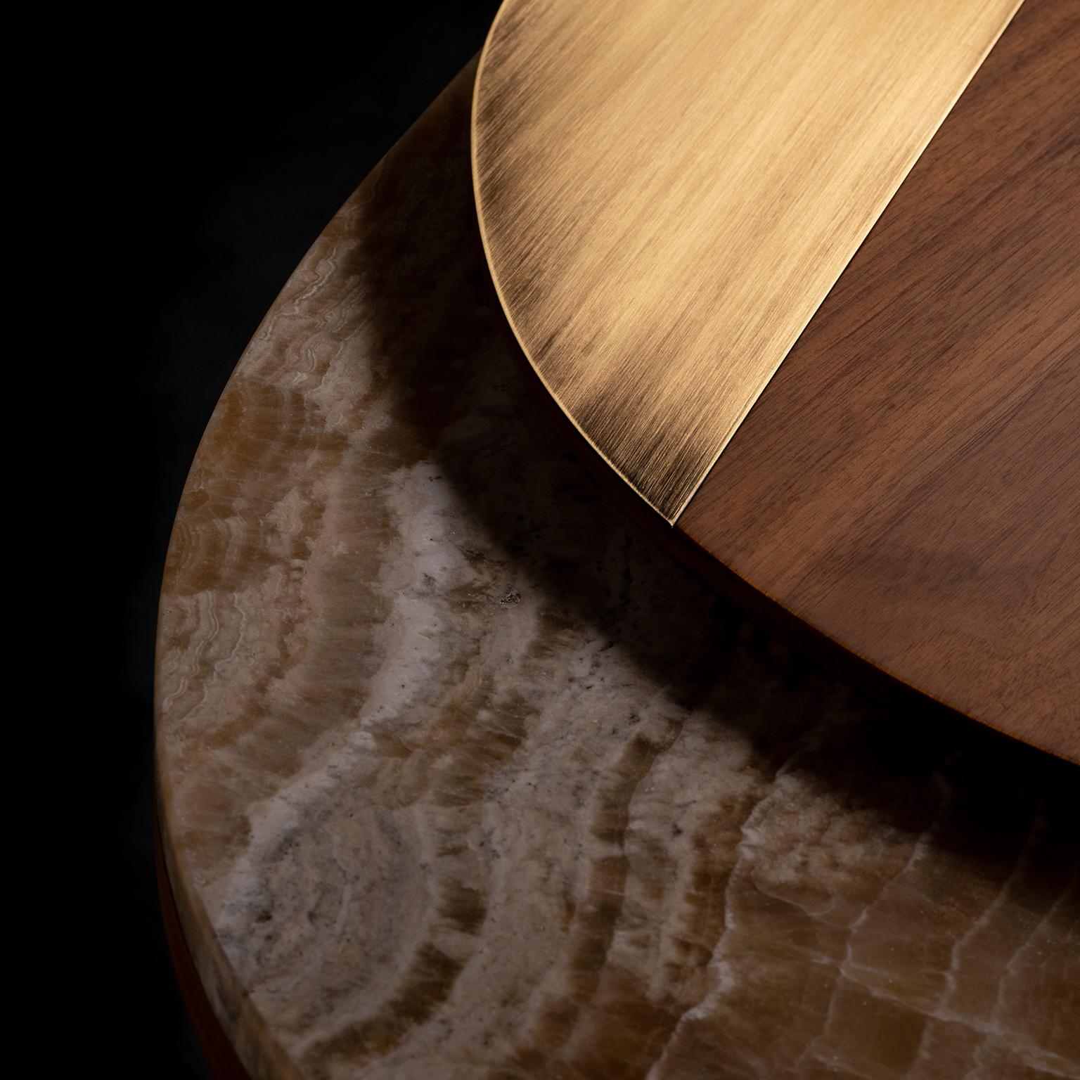 Organic Modern Armona Desk, Walnut Brass Onyx, Handmade Portugal by Greenapple For Sale 2