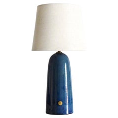 Armona Dimmable - Handmade Ceramic Table Lamp Marine Blue With Linen Lampshade