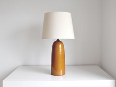 Handmade Ceramic Table Lamp Amber Orche With Linen Lampshade