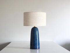 Armona - Handmade Ceramic Table Lamp Marine Blue With Linen Lampshade