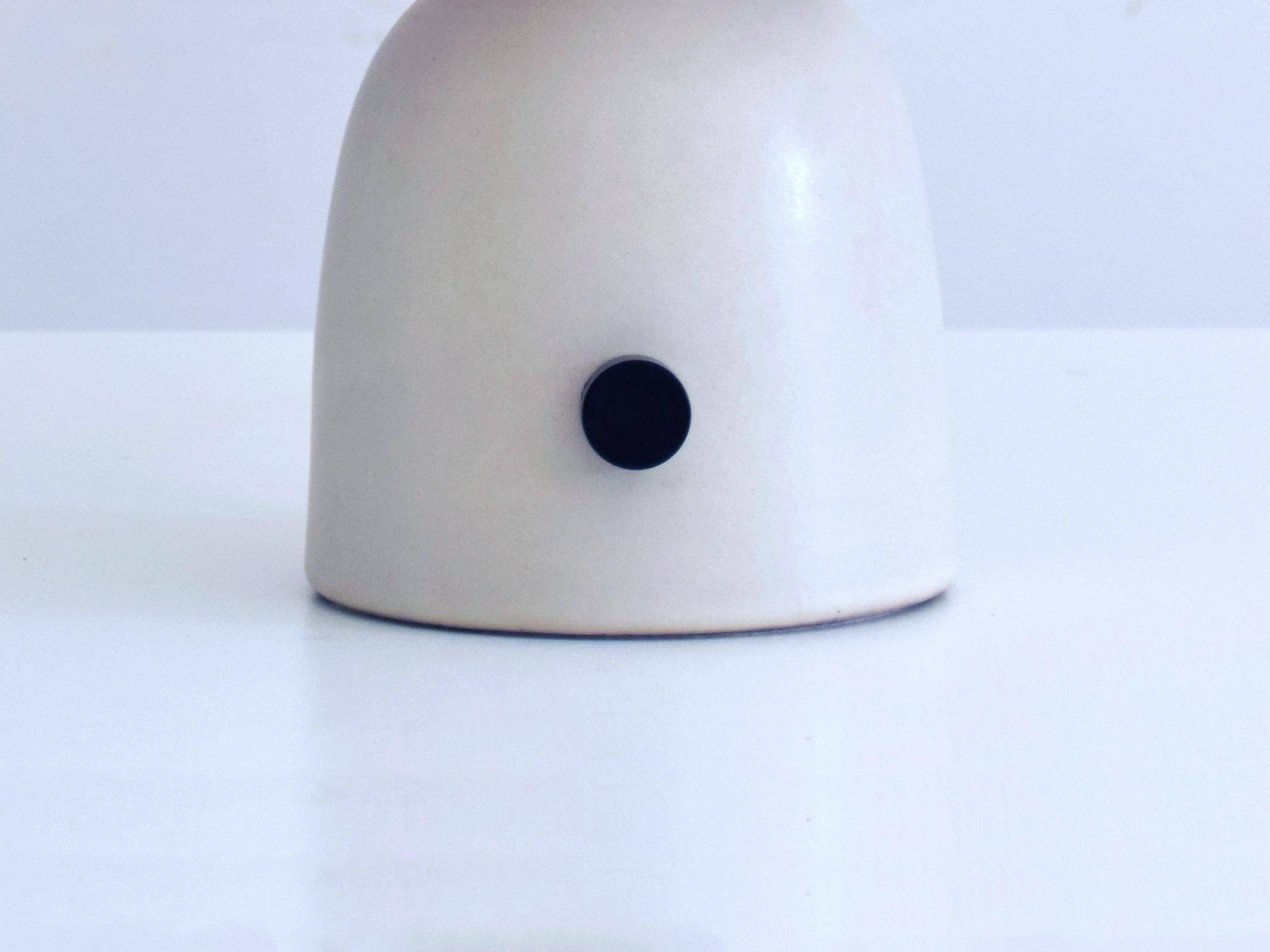 Portuguese Armona Mini Dimmable - Handmade Ceramic Table Lamp Off White Tapered Lampshade For Sale