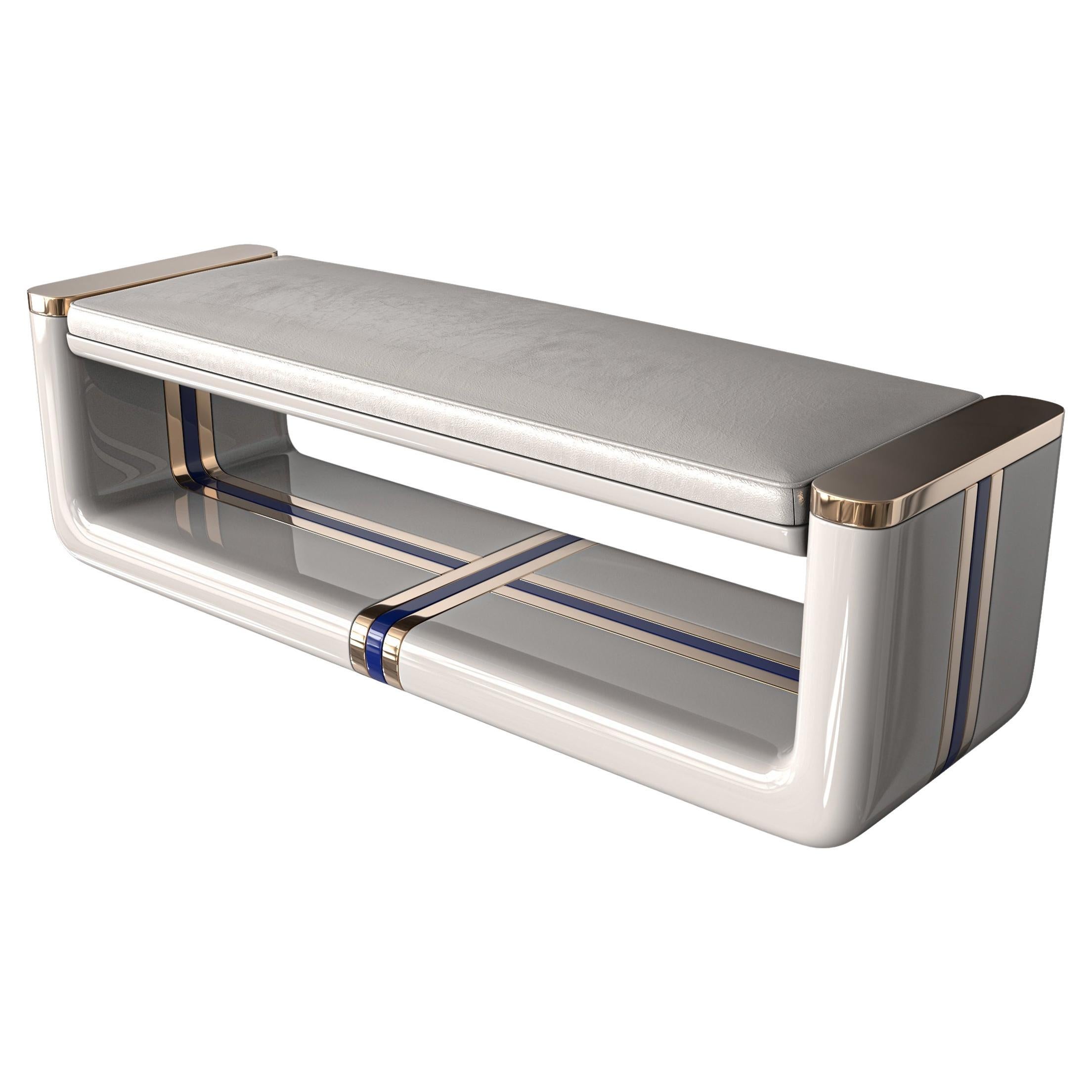 "Armonia" Bench, Stainless Steel, Bronze Details, Handmade, Istanbul
