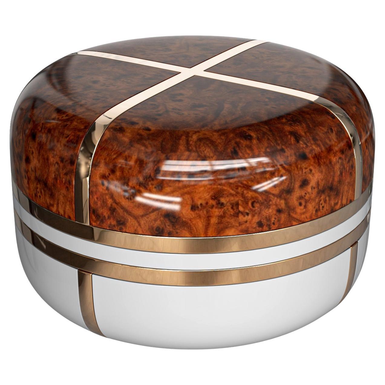 Couchtisch „Armonia“ aus Bronze, Edelstahl, fein gearbeitetes Holz, Istanbul