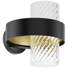 Vistosi Armonia Wall Lamp in Crystal Glass With Black and Brass Frame