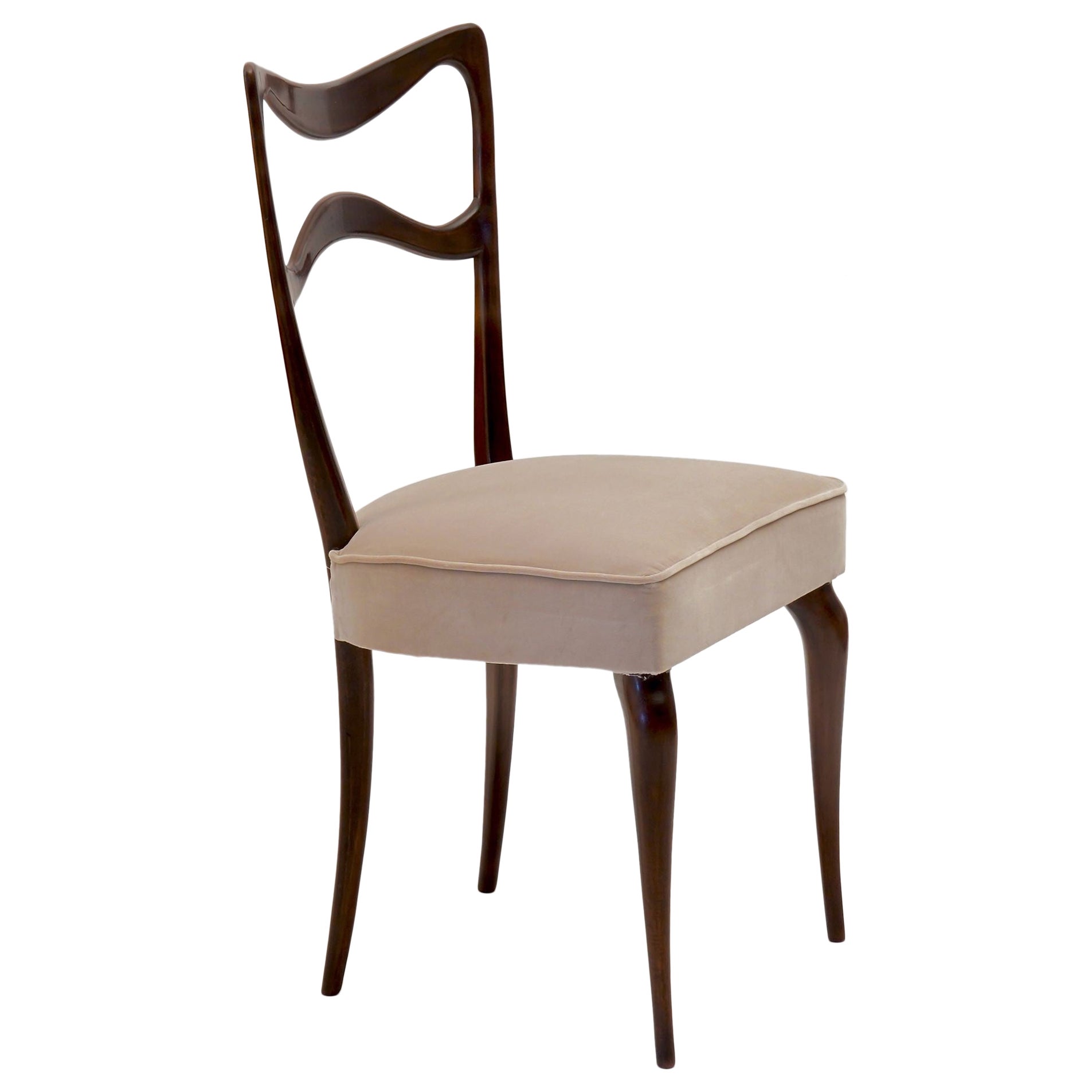 Armonia Walnut Dining Chair, Dark Coffee finish, Silvio Piattelli design