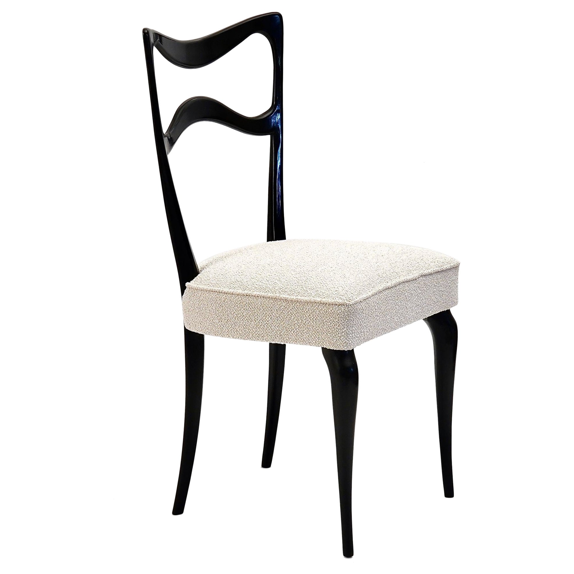 Armonia Walnut Dining Chair, Ebonized finish, Silvio Piattelli design