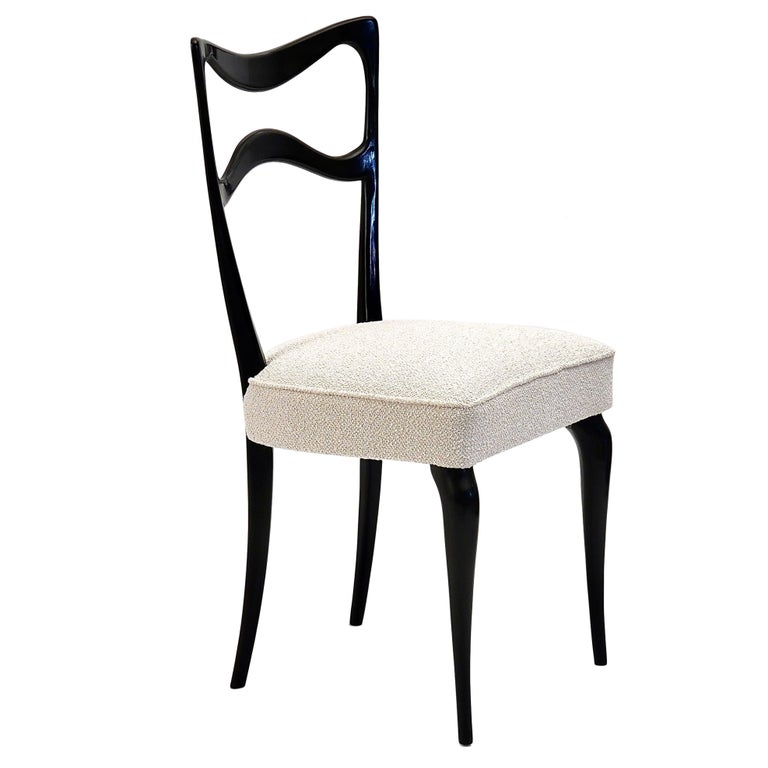 Armonia Walnut Dining Chair, Ebonized finish, Silvio Piattelli design