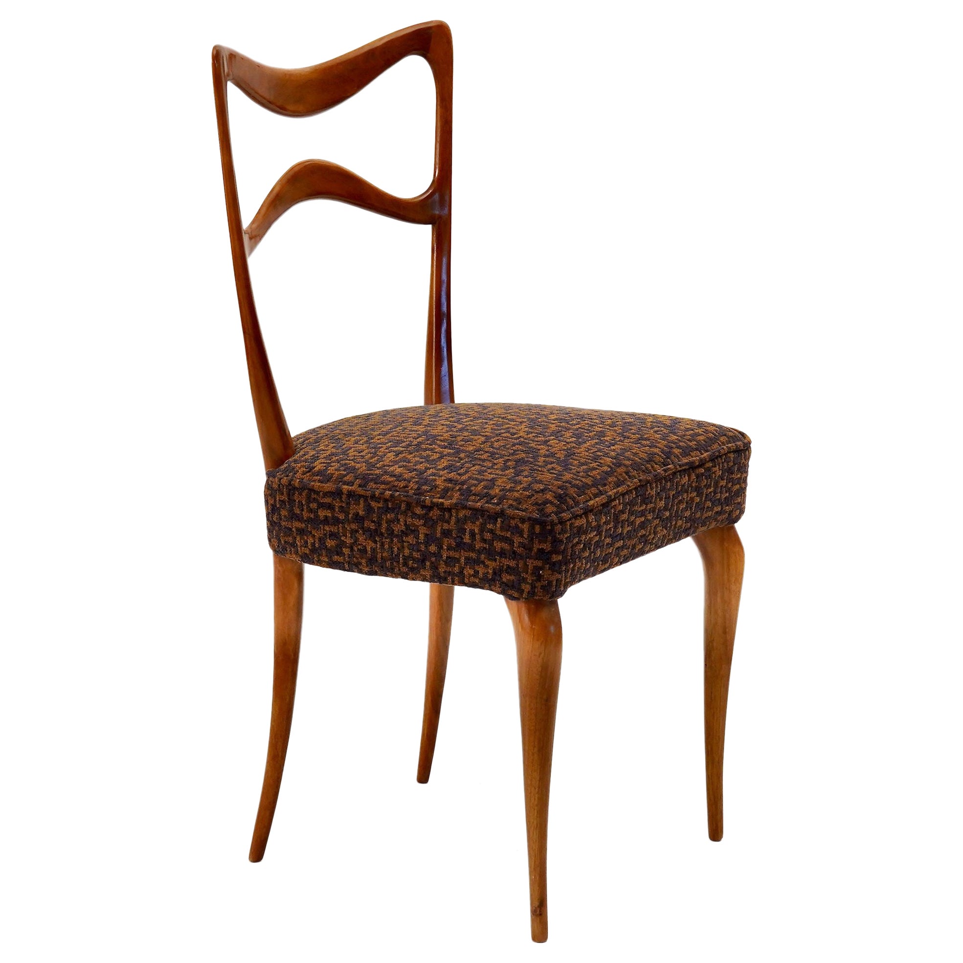 Armonia Walnut Dining Chair, Light chestnut finish, Silvio Piattelli design