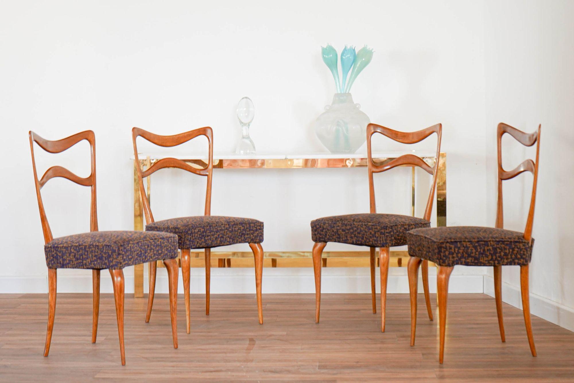 Chaise de salle à manger en noyer Armonia, ensemble de 8, design Silvio Piattelli fabriqué en Italie en vente 2