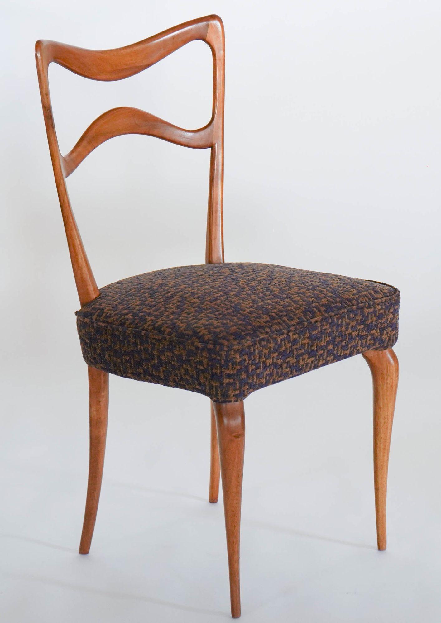 Italian Armonia Walnut Dining Chair, Set of 8, Silvio Piattelli design made in Italy For Sale