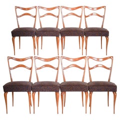 Armonia Walnut Dining Chair, Set of 8, Silvio Piattelli design made in Italy
