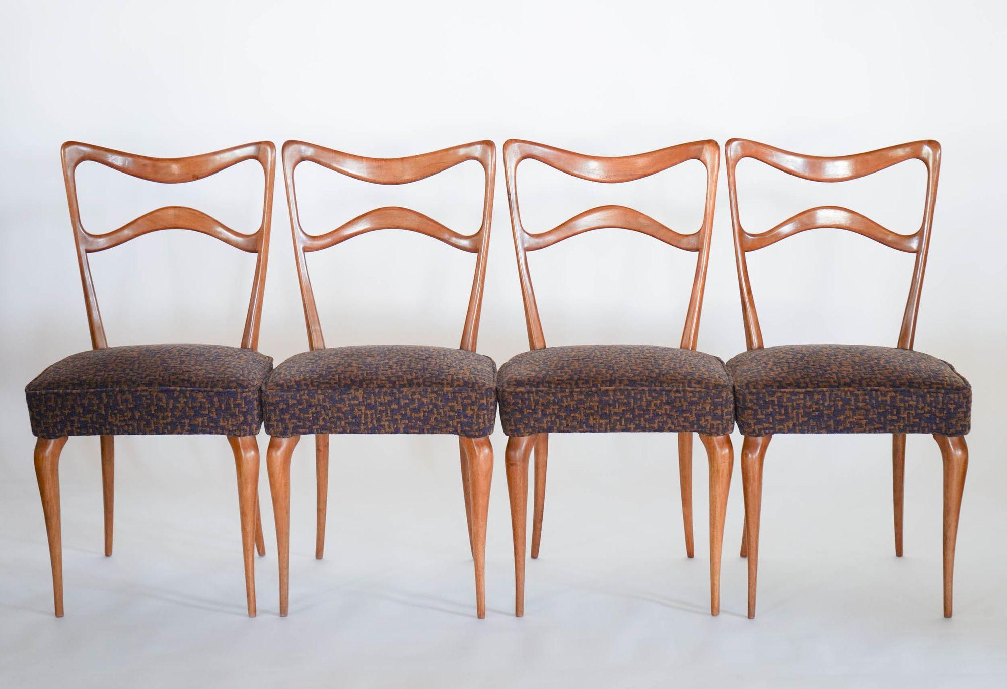 Sedia da pranzo Armonia in noce, design Silvio Piattelli made in Italy in vendita 5