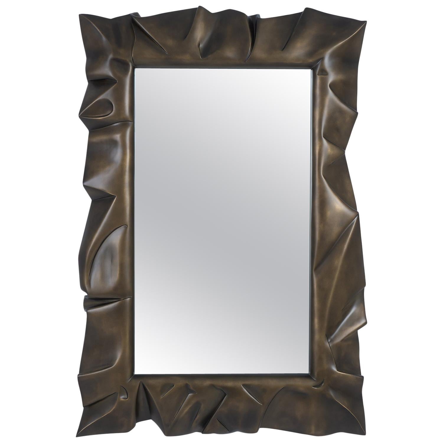 Specchio Armor Bronzage in legno massello di mogano
