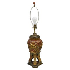 Armor Bronze Co Lampe de table en forme d'urne polychrome avec chérubin et bélier, de style classique italien
