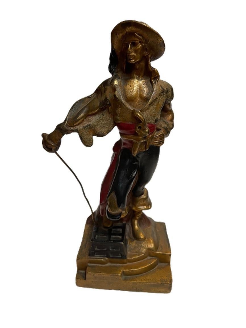 Hoist your masts and set sail for adventure on the high seas with two bronze, swashbuckling bookends. These pirates will protect your beloved novels as if they were their own. With one boot on their treasure chest and the other on their sword, they